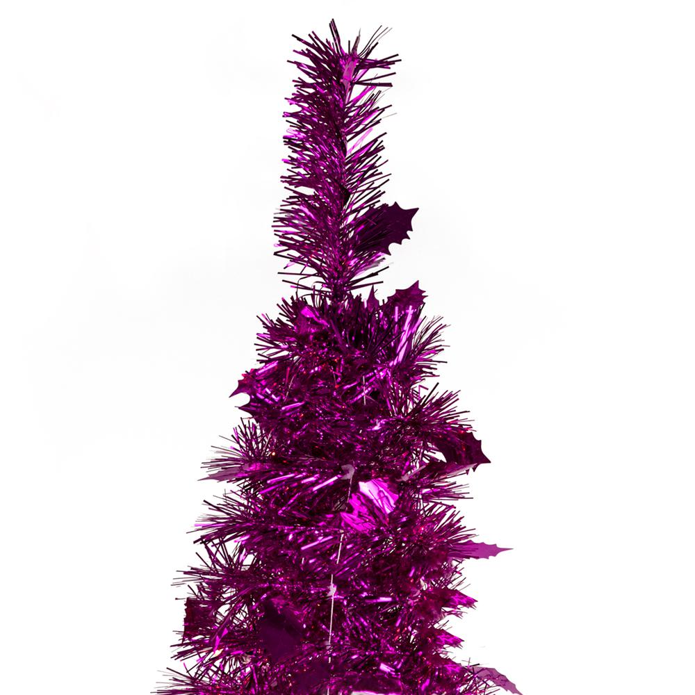4' Pink Tinsel Pop-Up Artificial Christmas Tree  Unlit. Picture 5