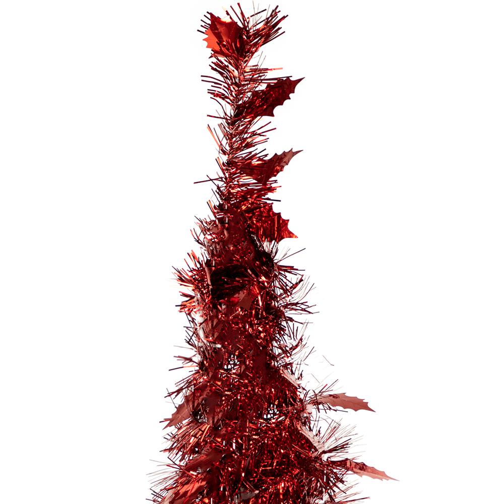 4' Red Tinsel Pop-Up Artificial Christmas Tree  Unlit. Picture 4
