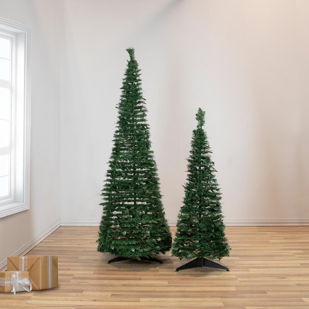 4' Green Tinsel Pop-Up Artificial Christmas Tree  Unlit. Picture 2