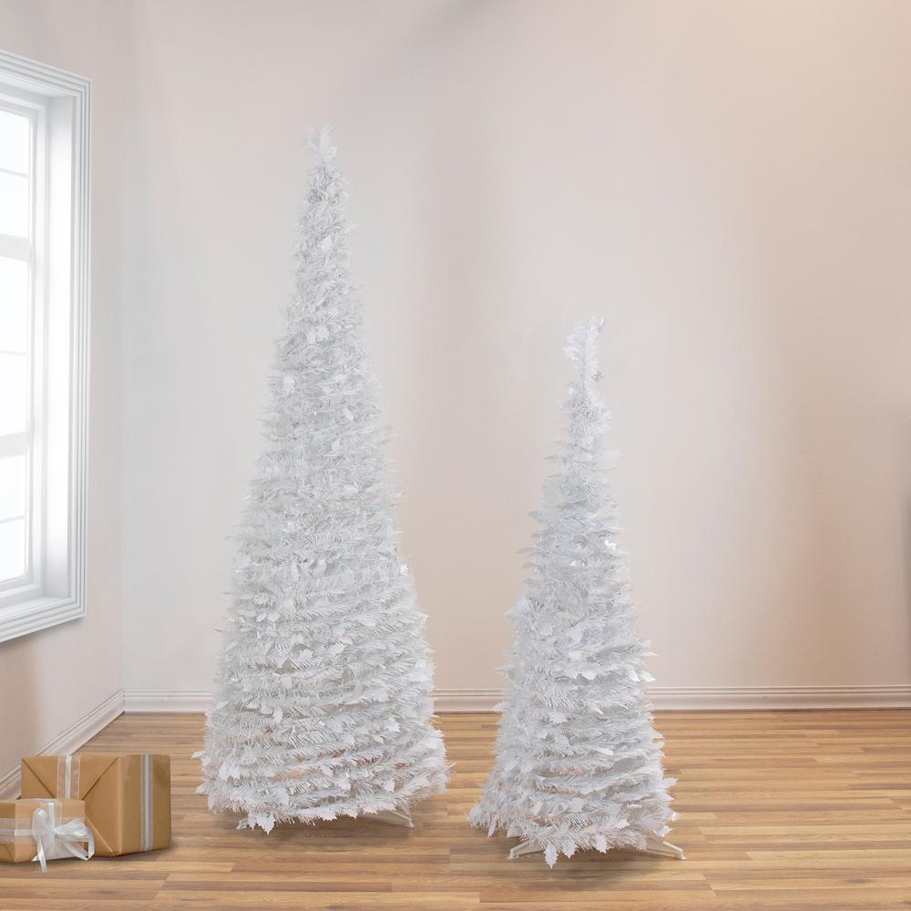 4' White Tinsel Pop-Up Artificial Christmas Tree  Unlit. Picture 2