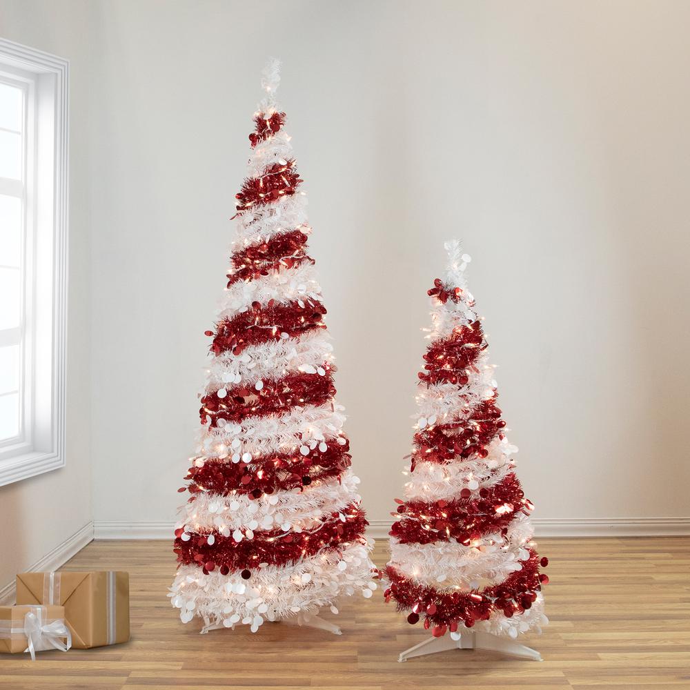 4' Pre-Lit Candy Cane Pop-Up Artificial Christmas Tree  Clear Lights. Picture 2