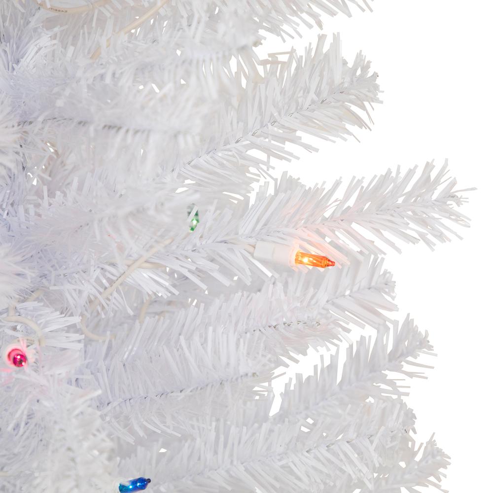 3' Pre-Lit Woodbury White Pine Slim Artificial Christmas Tree  Multi Lights. Picture 2