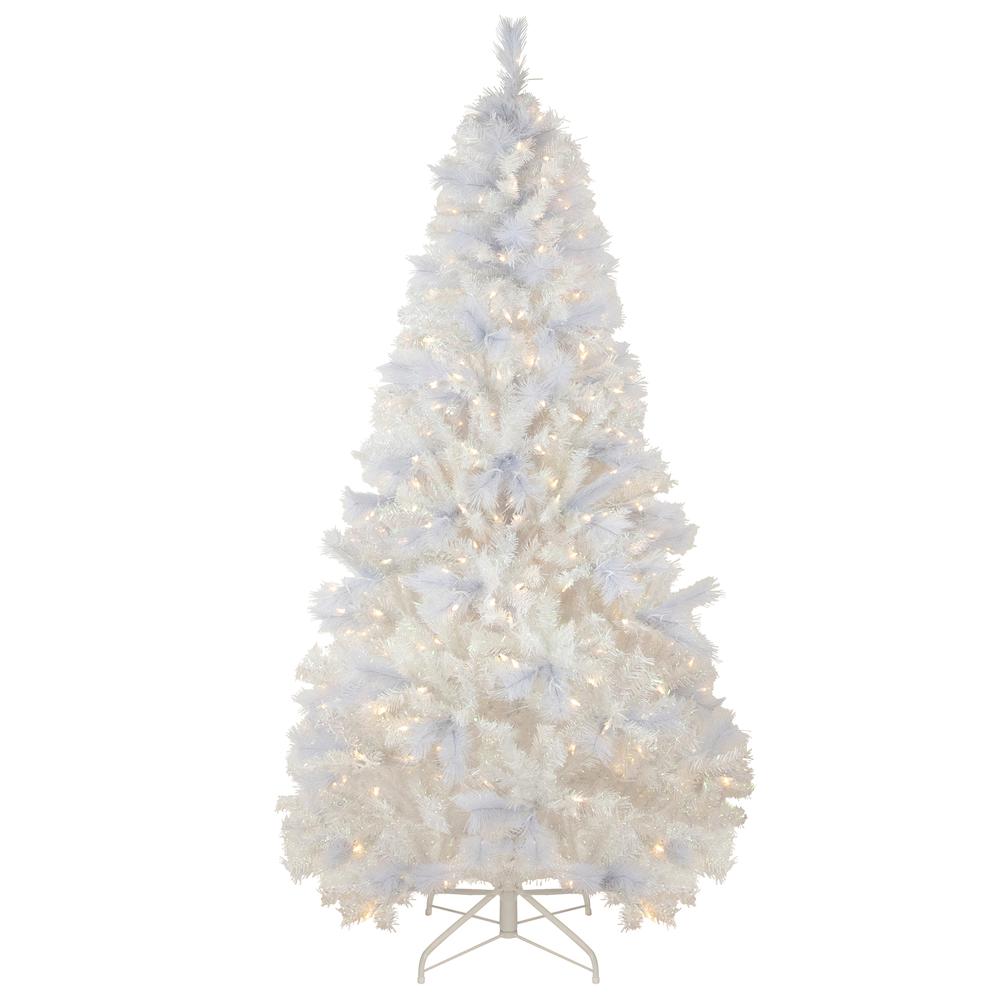 7.5' Pre-Lit Seneca White Spruce Artificial Christmas Tree  Dual Function LED Lights. Picture 1