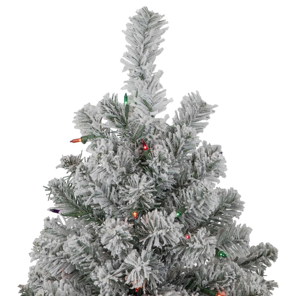 6.5' Pre-Lit Flocked Madison Pine Artificial Christmas Tree  Multi Lights. Picture 5