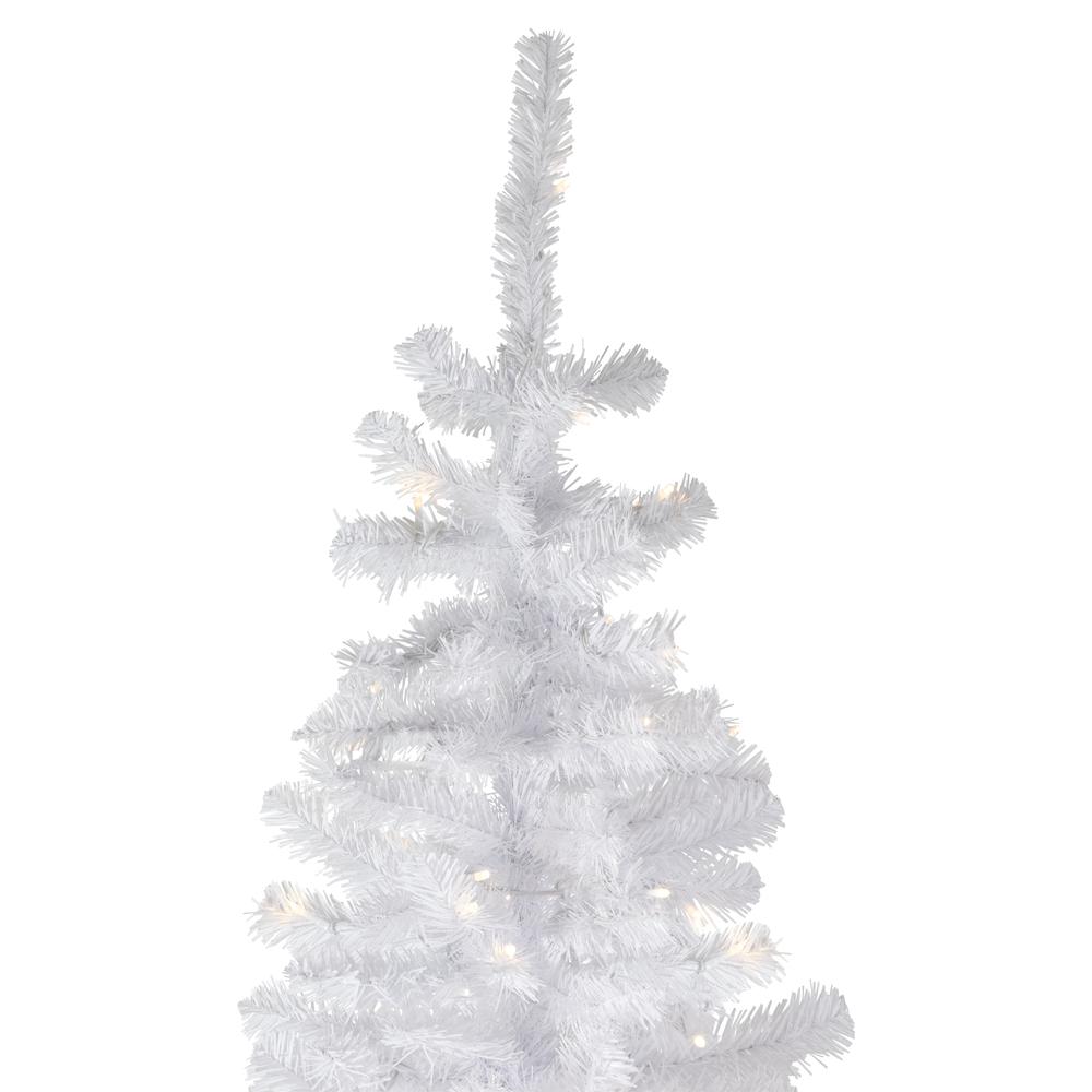 7.5' White Georgian Pine Pencil Artificial Christmas Tree Warm White LED Lights. Picture 6