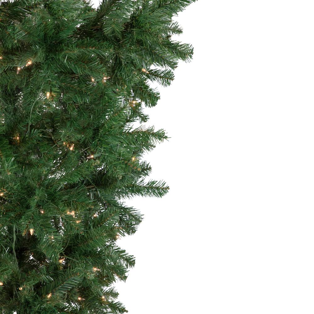 7.5' Pre-Lit Green Upside Down Spruce Artificial Christmas Tree  Clear Lights. Picture 4