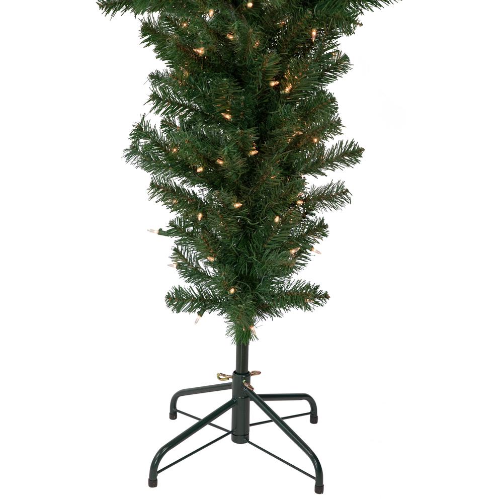 7.5' Pre-Lit Green Upside Down Spruce Artificial Christmas Tree  Clear Lights. Picture 5
