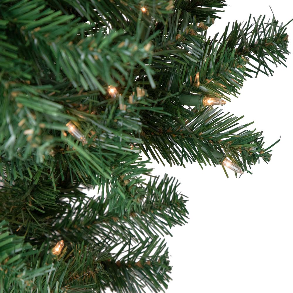 7.5' Pre-Lit Green Upside Down Spruce Artificial Christmas Tree  Clear Lights. Picture 3