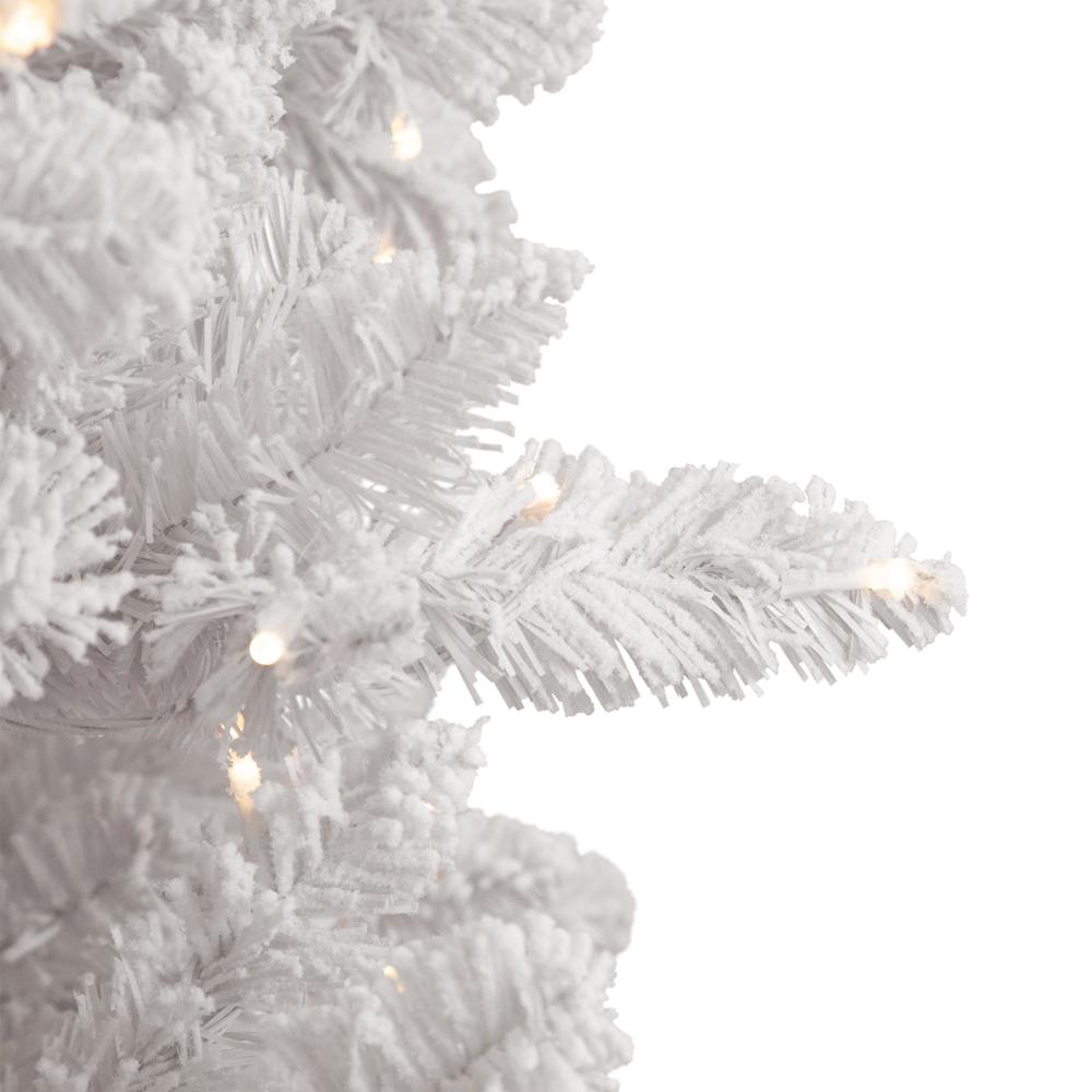 9' Pre-Lit Flocked Norway White Pine Artificial Christmas Tree  Warm White LED Lights. Picture 3