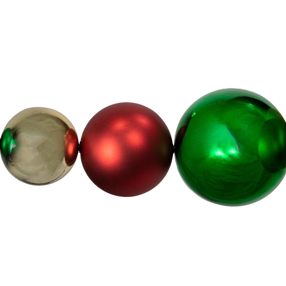 6' Red  Gold and Green Shiny and Matte Shatterproof Ball Christmas Swag. Picture 6
