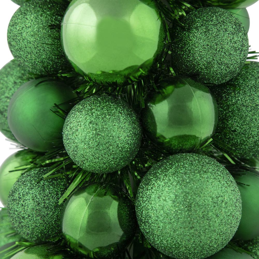 15.75" Green 3-Finish Shatterproof Ball Christmas Tree with Tinsel. Picture 6