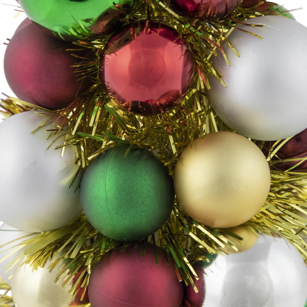 15.75" Traditional Colors 3-Finish Shatterproof Ball Christmas Tree with Tinsel. Picture 6