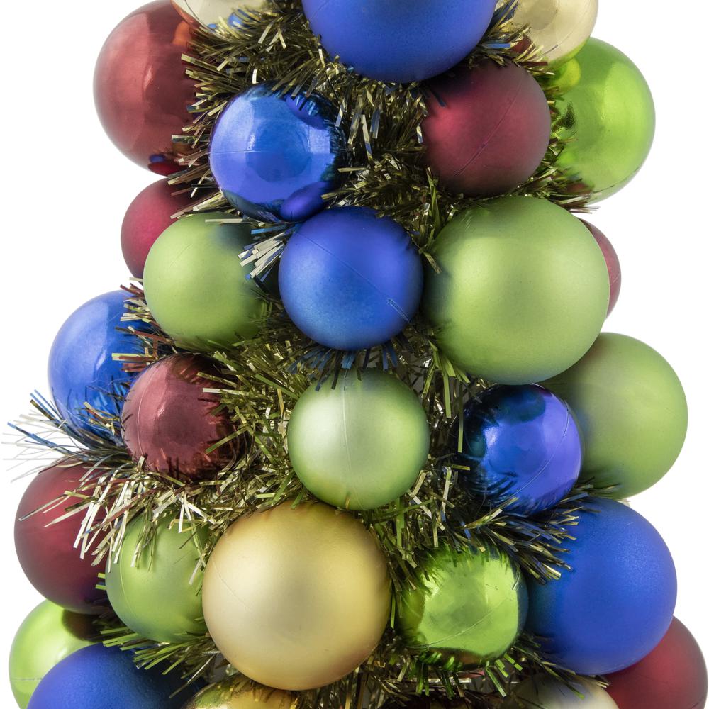 15.75" Multi-Color 3-Finish Shatterproof Ball Christmas Tree with Tinsel. Picture 6