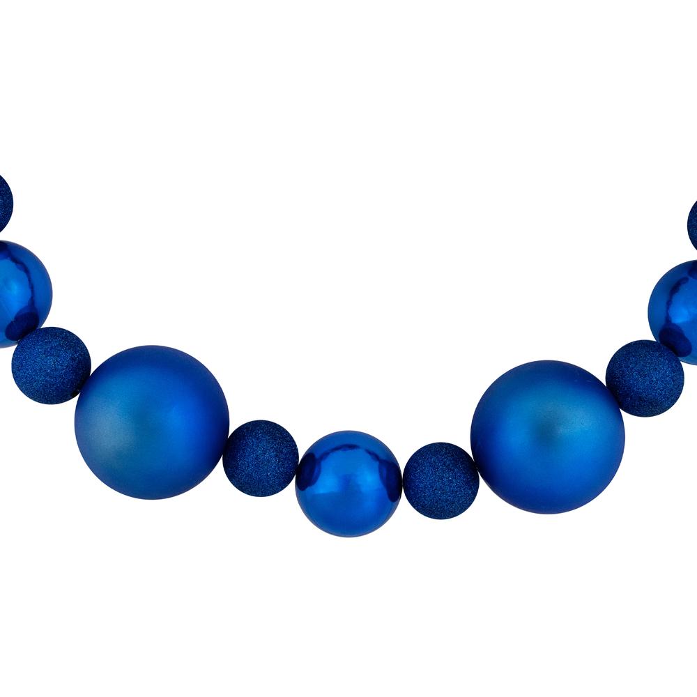 6' Blue Shatterproof Ball 3-Finish Christmas Garland. Picture 6