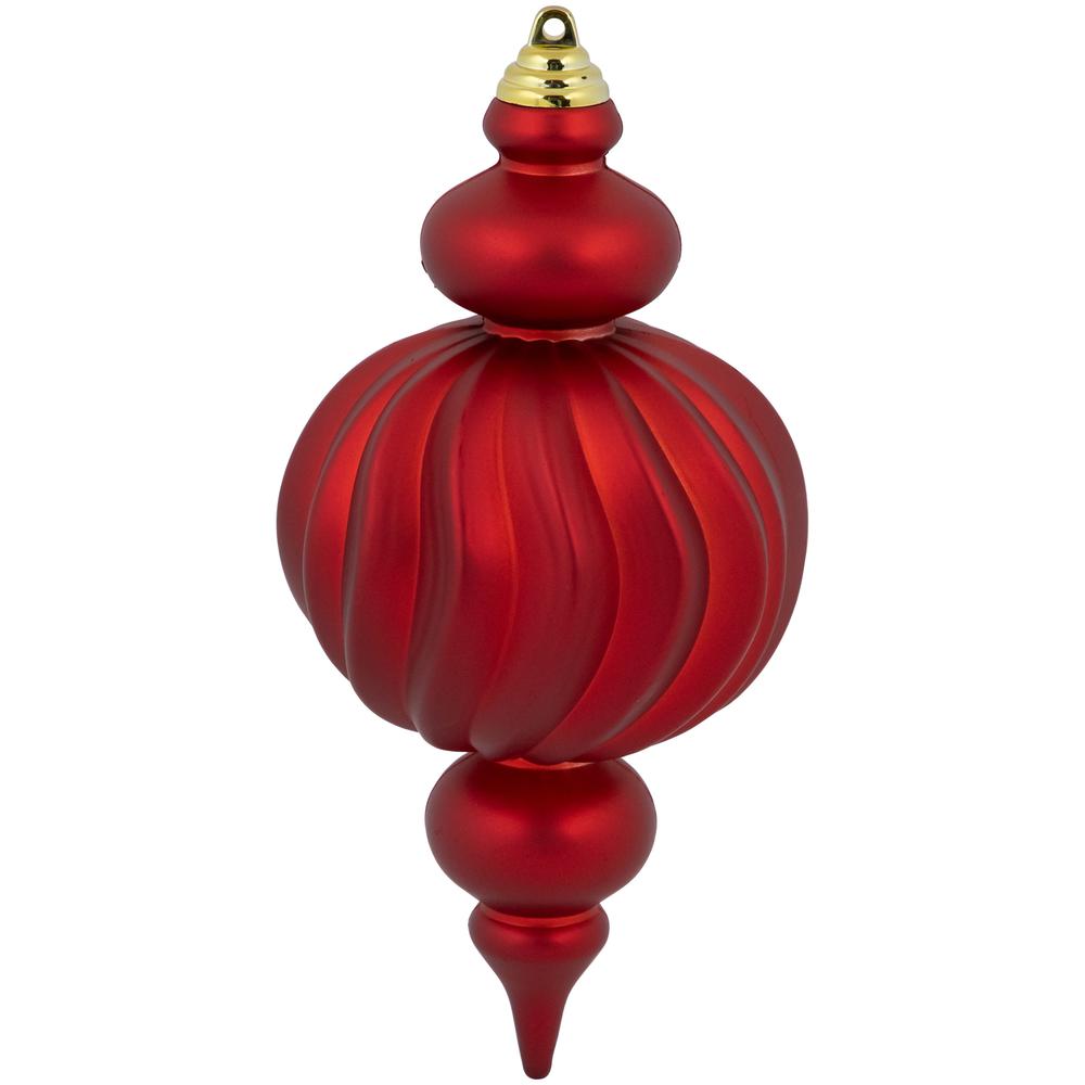 Set of 4 Red 2-Finish Commercial Size Finial Christmas Ornaments 10". Picture 6