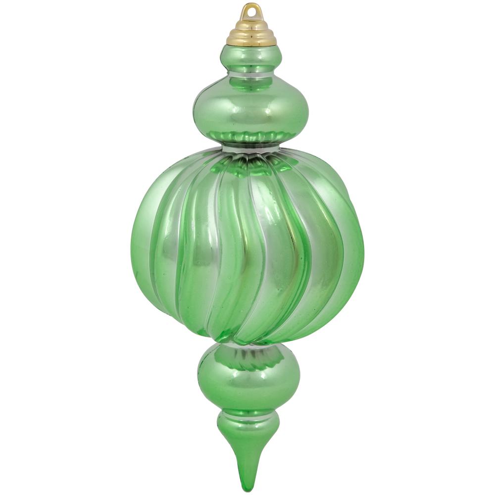 Set of 4 Green 2-Finish Commercial Size Finial Christmas Ornaments 10". Picture 6