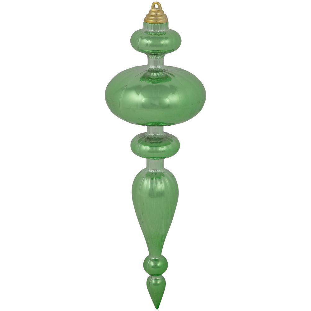 Set of 4 Commercial Size Solid Green Finial Shatterproof Christmas Ornaments 12". Picture 6