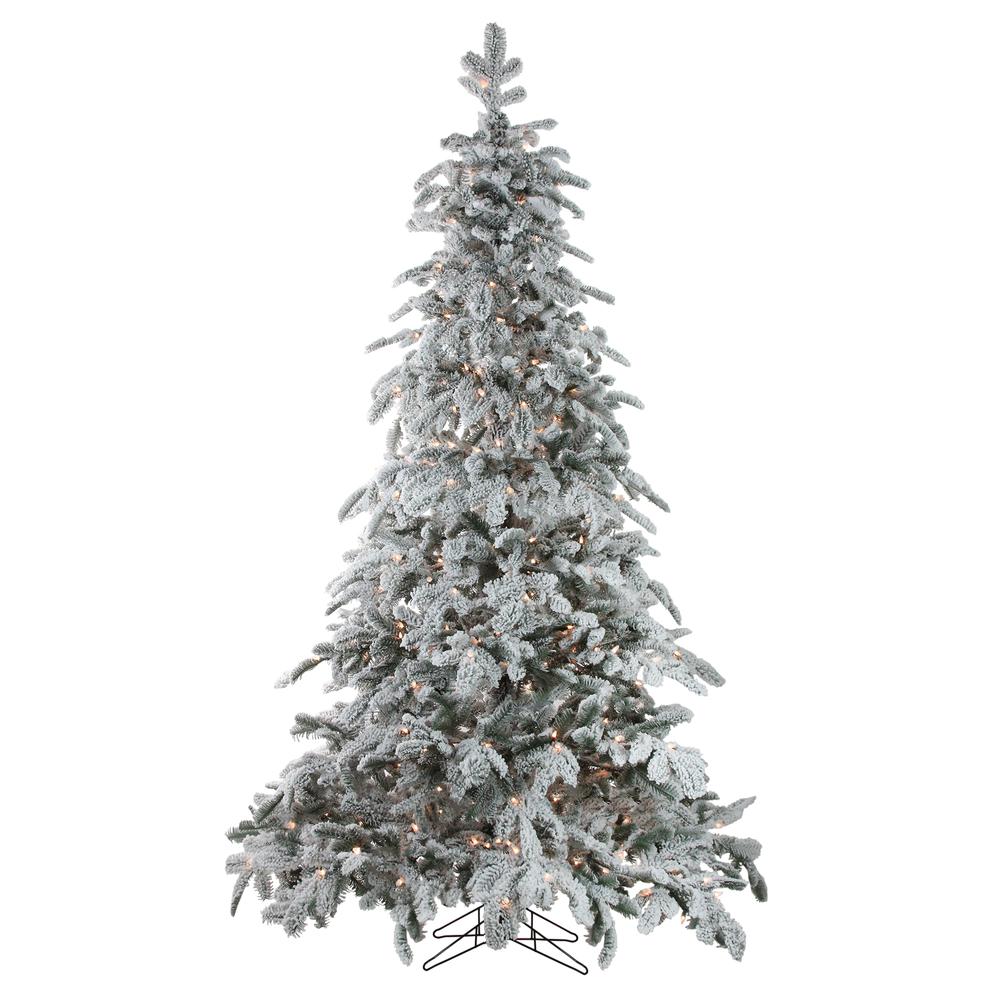 7.5' Pre-Lit Full Flocked Whistler Noble Fir Artificial Christmas Tree - Clear Lights. Picture 1