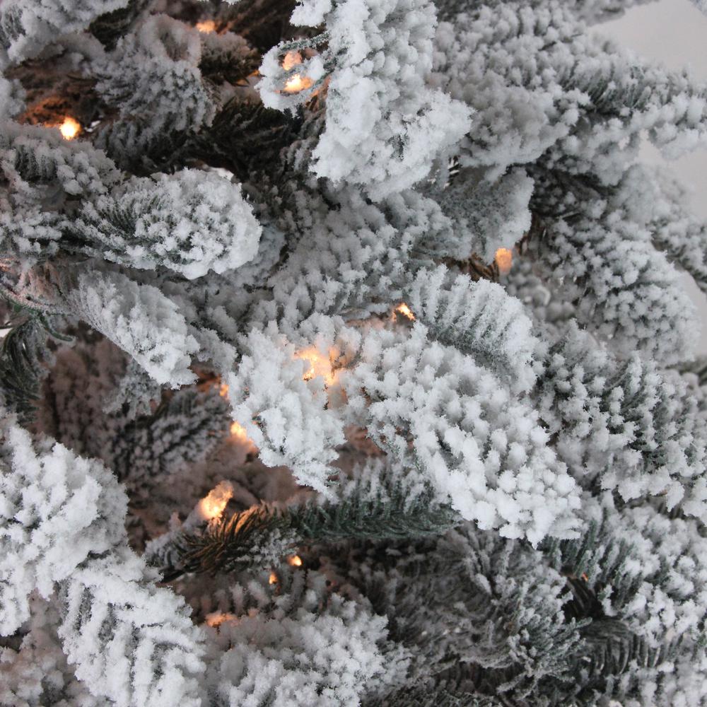 7.5' Pre-Lit Full Flocked Whistler Noble Fir Artificial Christmas Tree - Clear Lights. Picture 2