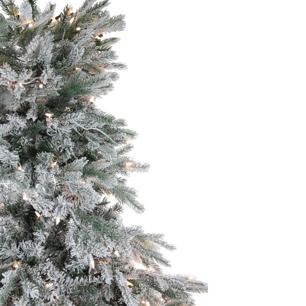 7.5' Pre-Lit Full Flocked Jasper Balsam Fir Artificial Christmas Tree - Clear Lights. Picture 2