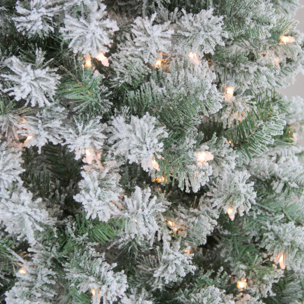 9' Pre-Lit Flocked Winema Pine Artificial Christmas Tree - Clear Lights. Picture 2