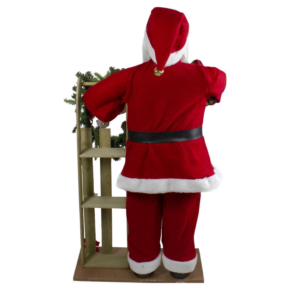 3' Santa Claus Holding a Wooden Sleigh "Welcome" Christmas Sign. Picture 6