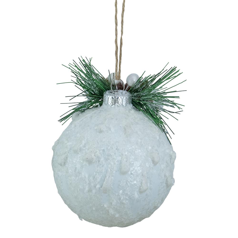 5" White Frosted NOEL With Holly and Berries Christmas Glass Ornament. Picture 6