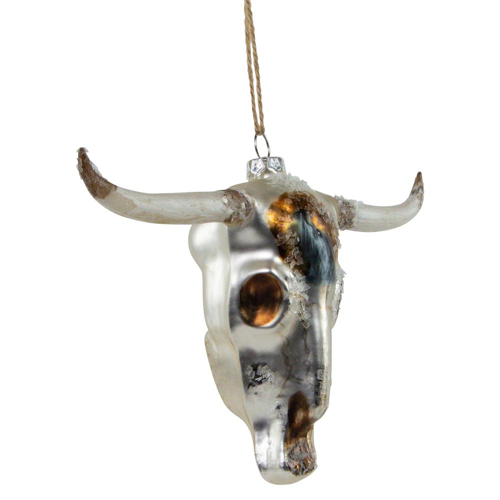 5.5" Longhorn Glass Christmas Ornament. Picture 6