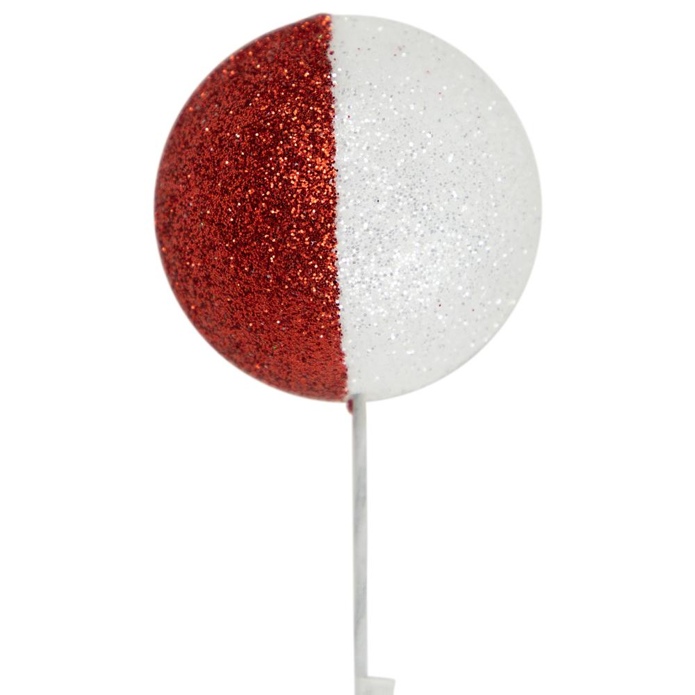 Set of 2 Red and White Glittered Candy Cane Christmas Picks 22". Picture 6