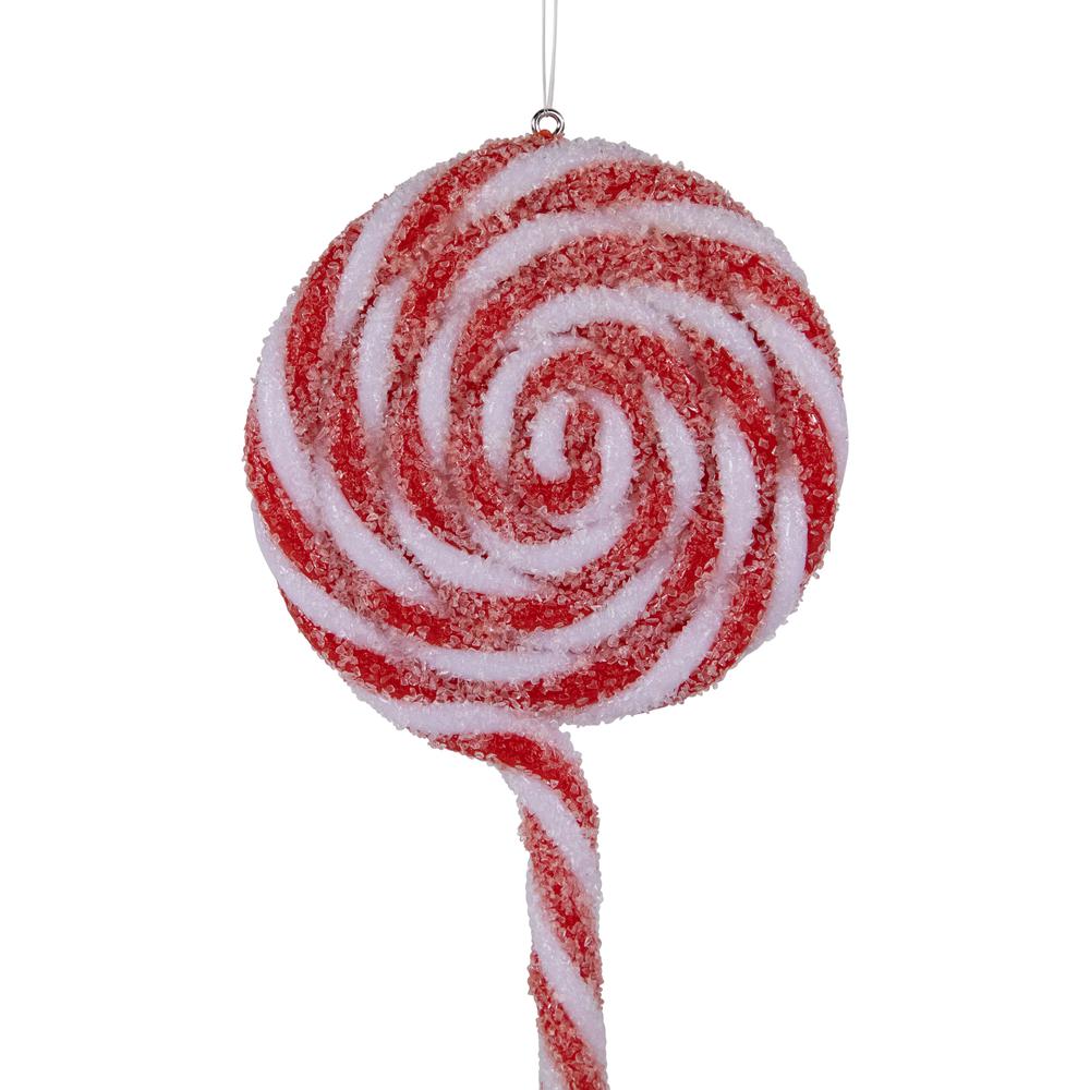 6ct Frosted Red and White Lollipop Christmas Ornaments 6". Picture 6