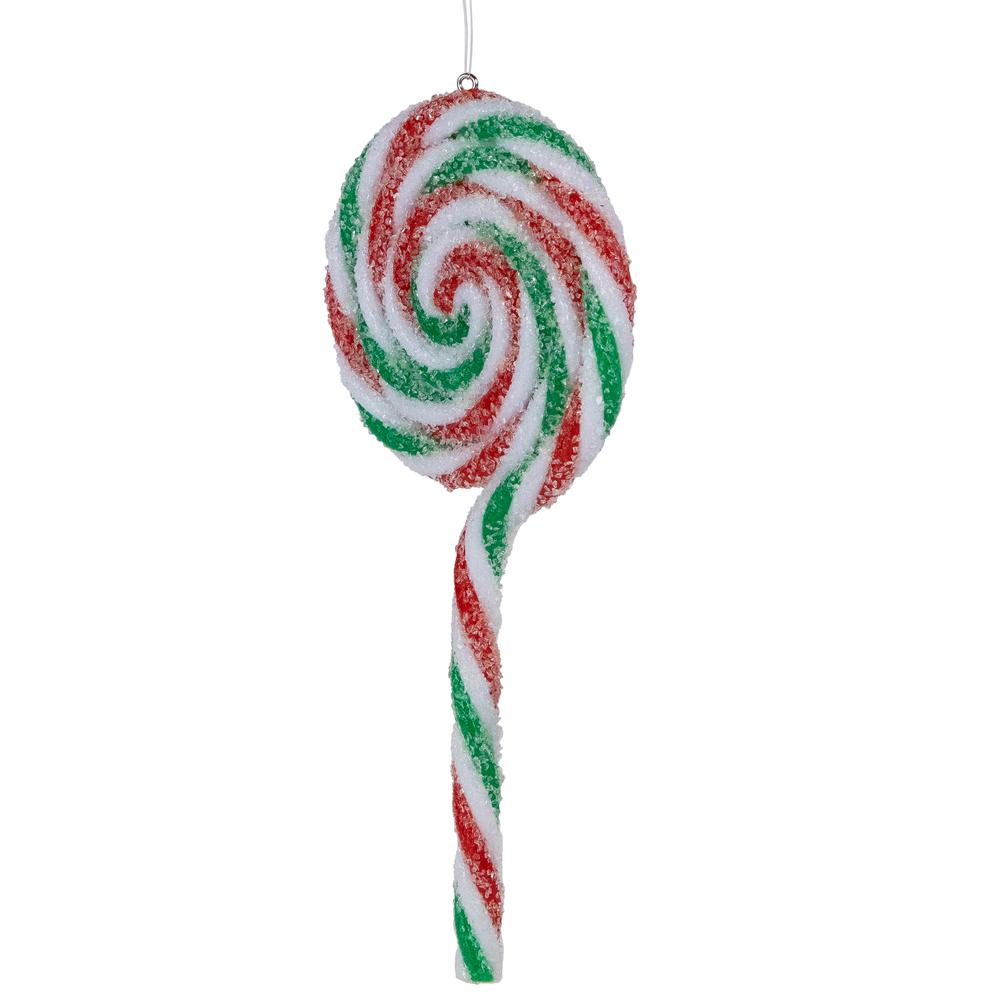 6ct Frosted White  Green and Red Lollipop Christmas Ornaments 7". Picture 6