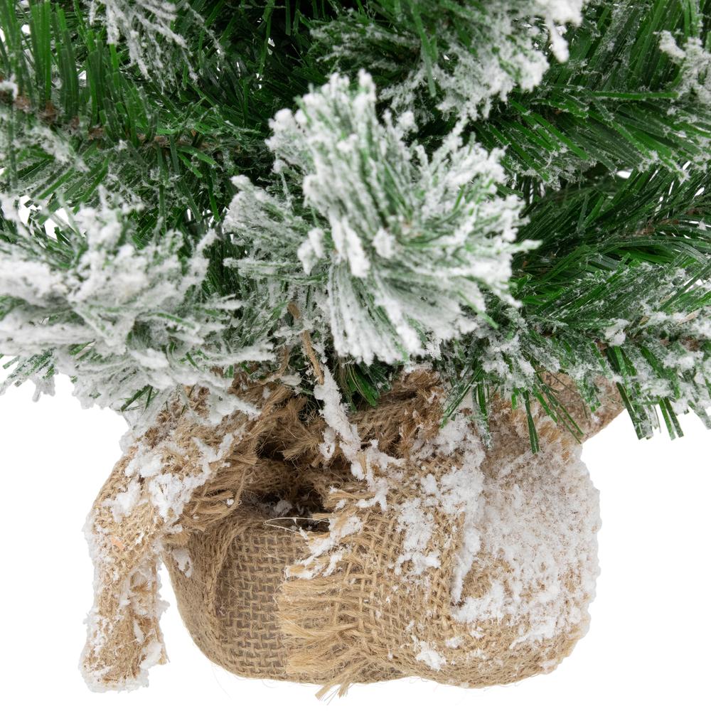 22" Flocked Pine Full Artificial Christmas Tree in Burlap Base - Unlit. Picture 6