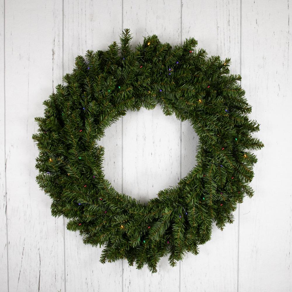 Pre-Lit LED Canadian Pine Artificial Christmas Wreath 30-Inch Multicolor Lights. Picture 6