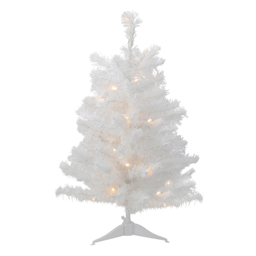 3' Pre-Lit LED Snow White Medium Artificial Christmas Tree - Clear Lights. Picture 1