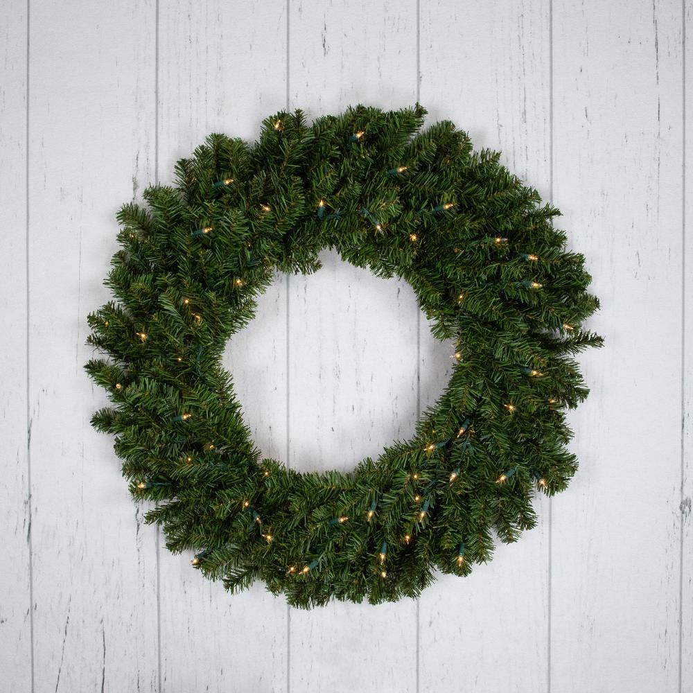Pre-Lit Canadian Pine Artificial Christmas Wreath  30-Inch  Clear Lights. Picture 6
