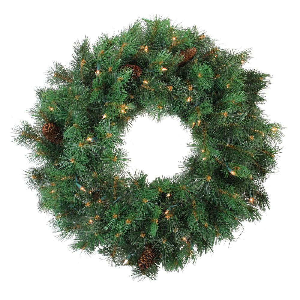 Pre-Lit Royal Oregon Pine Artificial Christmas Wreath - 24-Inch  Clear Lights. Picture 1