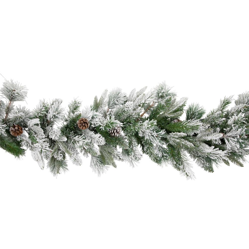 9' x 14" Flocked Rosemary Emerald Angel Pine Christmas Garland - Unlit. Picture 6