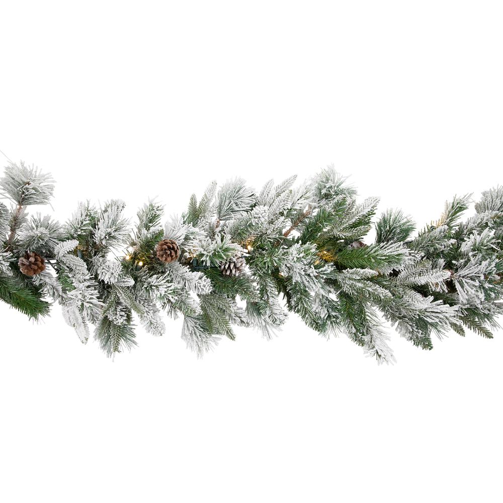 Mixed Rosemary Pine Christmas Garland - 9' x 14" White LED Lights. Picture 6