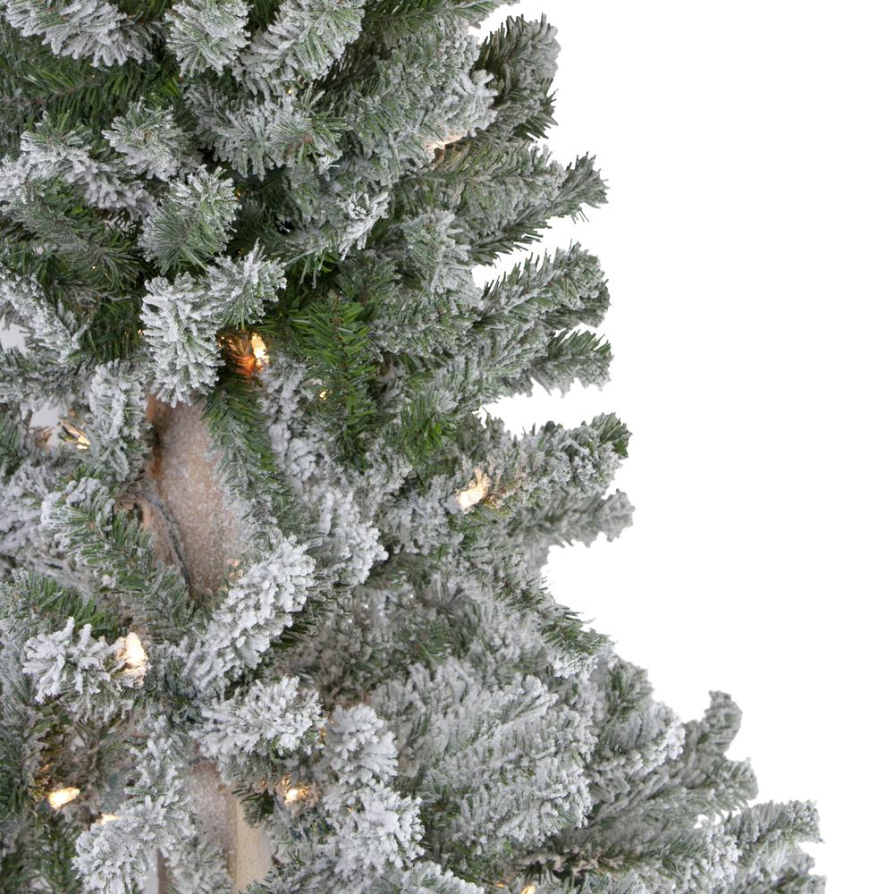 7' Pre-Lit Pencil Flocked Alpine Artificial Christmas Tree - Clear Lights. Picture 5