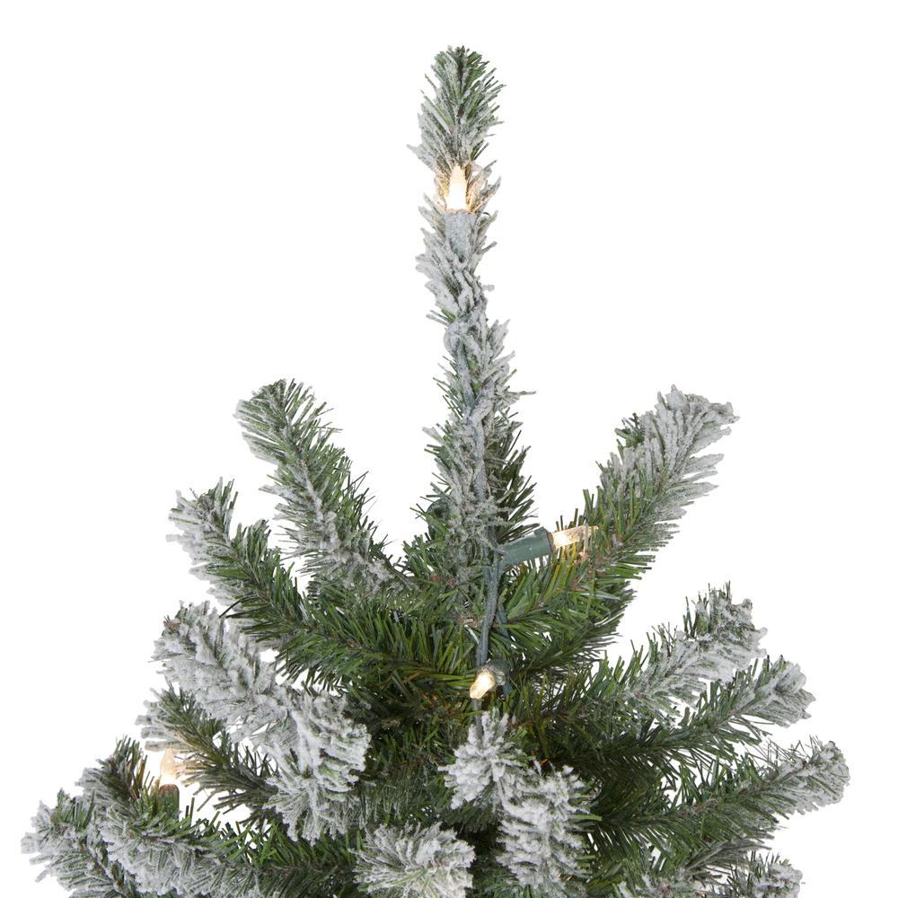 7' Pre-Lit Pencil Flocked Alpine Artificial Christmas Tree - Clear Lights. Picture 4