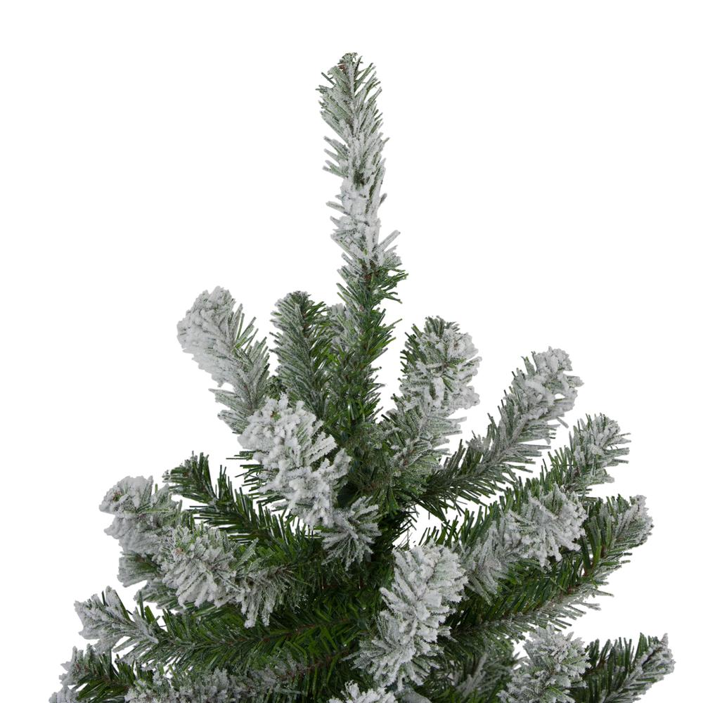 Set of 3 Slim Flocked Alpine Artificial Christmas Trees 6' - Unlit. Picture 3