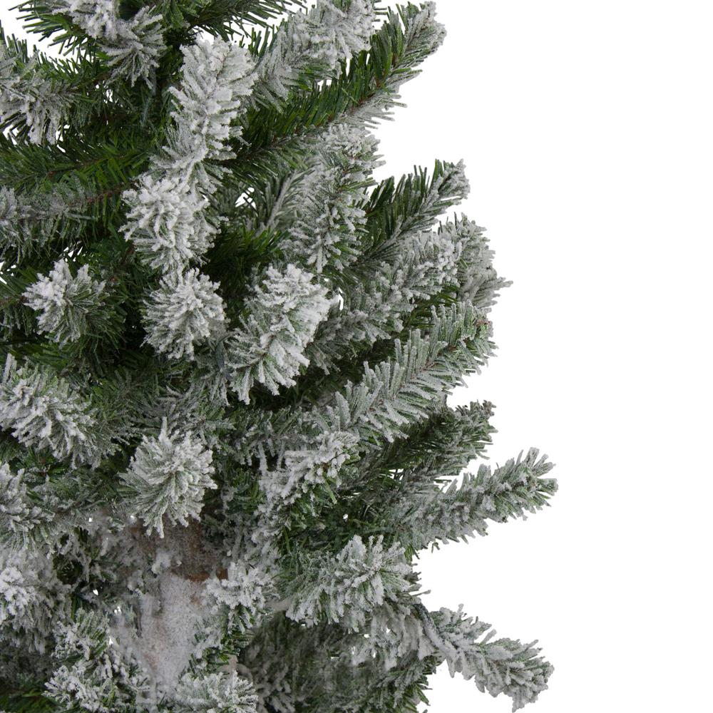 Set of 3 Slim Flocked Alpine Artificial Christmas Trees 6' - Unlit. Picture 4