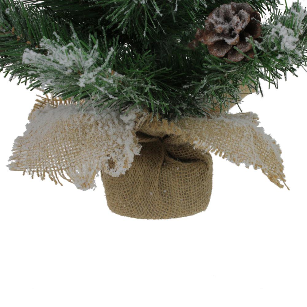 24" Flocked Pine Artificial Christmas Tree in Burlap Base - Unlit. Picture 6