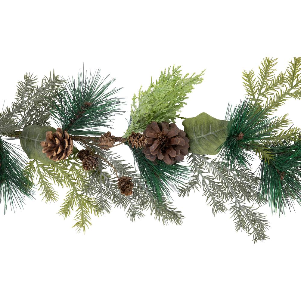 5' x 6" Pine Cone and Cedar Artificial Christmas Garland  Unlit. Picture 6