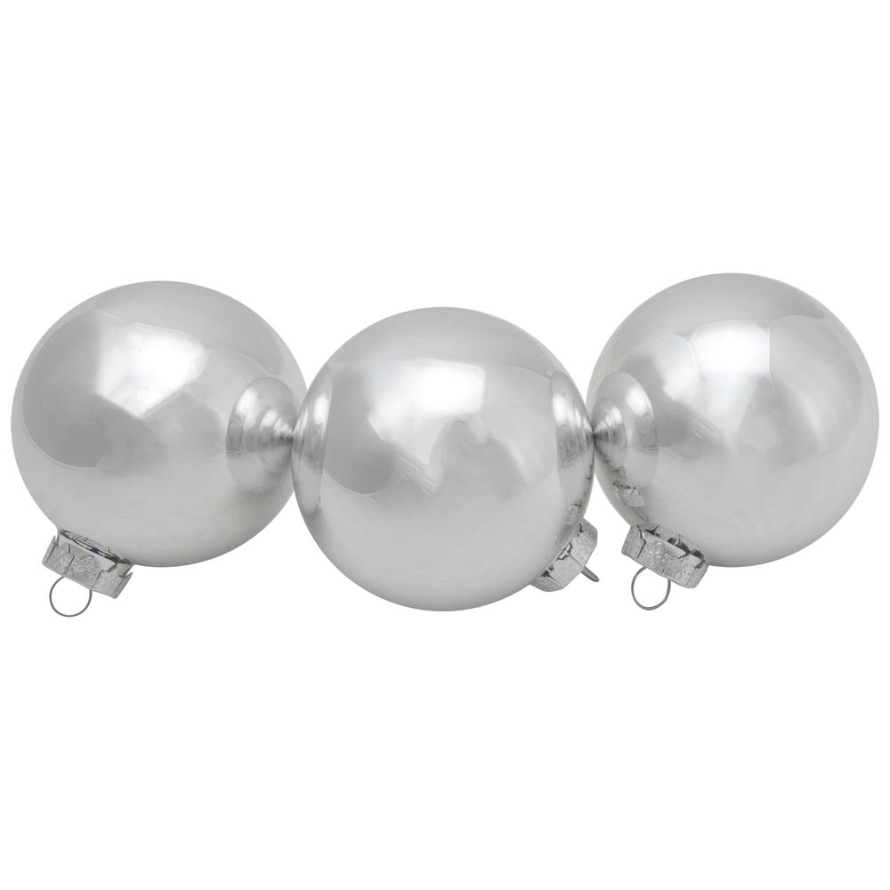 6ct Silver 2-Finish Christmas Glass Ball Ornaments 3.25". Picture 6
