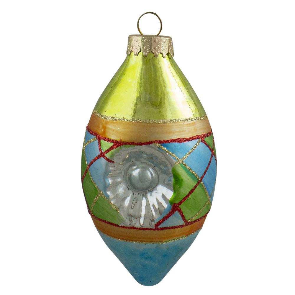 3ct Multi Color with Reflectors Glass Finial Christmas Ornament Set 4.25". Picture 6