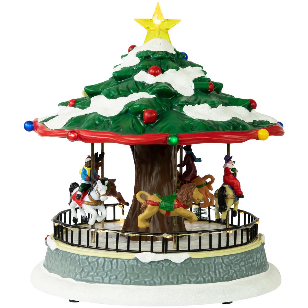 10.5" LED Lighted Musical and Animated Christmas Carousel Village Display. Picture 6