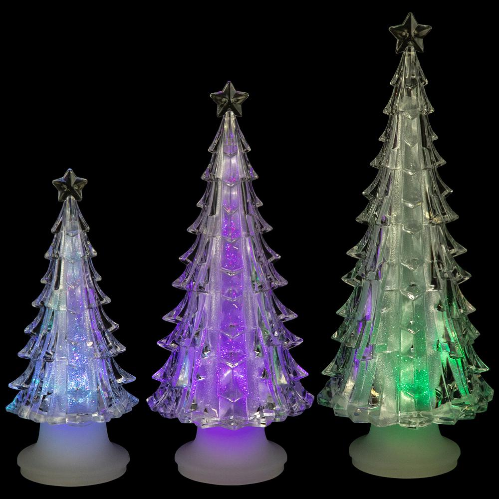 Set of 3 LED Lighted Color Changing Christmas Tree Tabletop Decorations. Picture 6