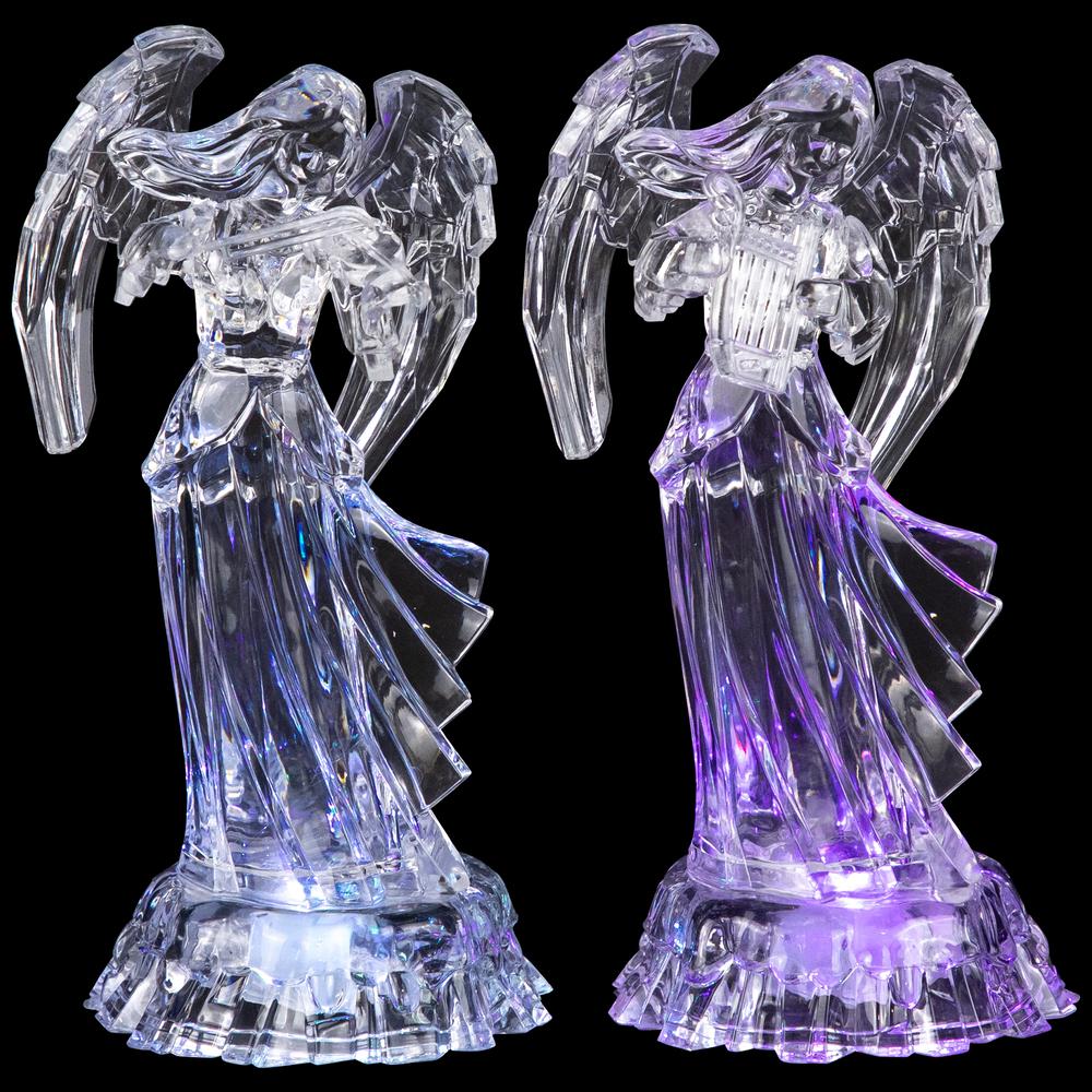 Set of 2 LED Lighted Color Changing Angel Christmas Decorations 9". Picture 6