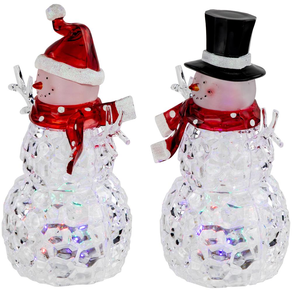 Set of 2 LED Multi-Color Lighted Acrylic Snowmen Christmas Decorations 9". Picture 6